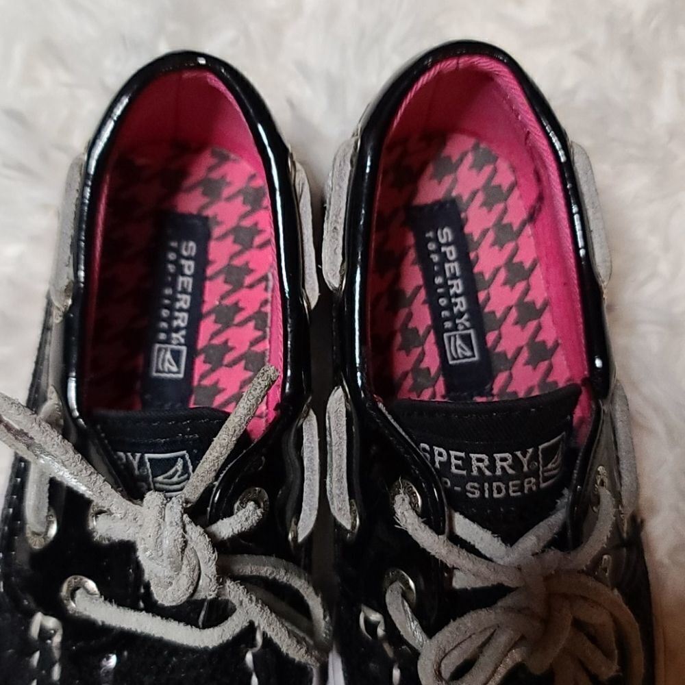 Sperry Girls Bahama Sequin Boat Shoes 10 - Picture 2 of 5